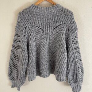 AMUSE SOCIETY Open Knit Powder Blue Sweater with Full Sleeves is NWOT! MEDIUM